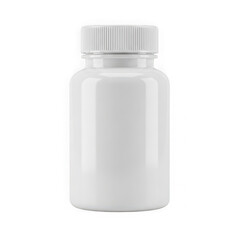 White plastic pill bottle with screw cap isolated on transparent background