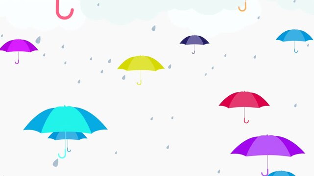 vector illustration of umbrella and rain drop motion background