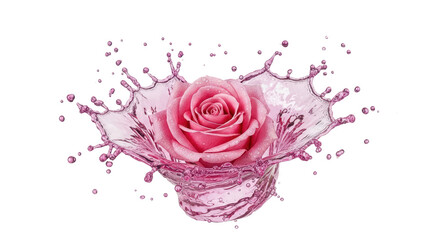 Pink Rose Water Splash Explosion Floral Extract Liquid Isolated Transparent PNG