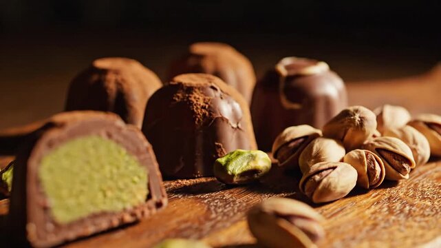 A gourmet dessert arrangement of tasty chocolate with nuts and roasted coffee beans creates a delicious brown cocoa snack isolated on a white background