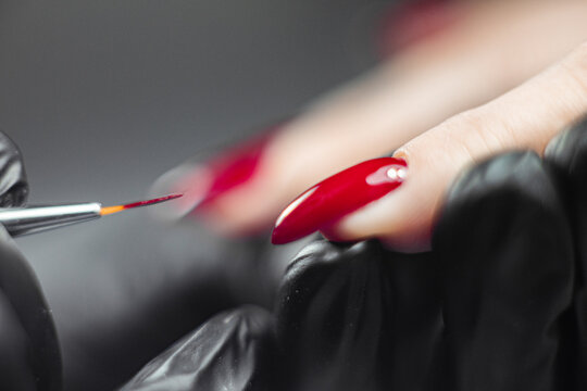 Precise Nail Polish Brush Coloring Manicure  Process