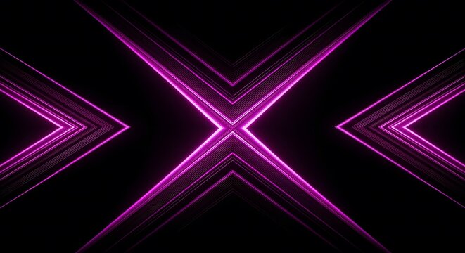 Neon pink glowing lines forming an X shape on black background