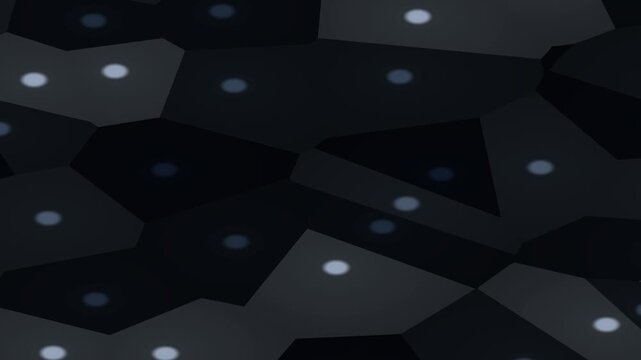 Abstract Dark Geometric Background with Subtle Luminous Dots and Dynamic Shapes.