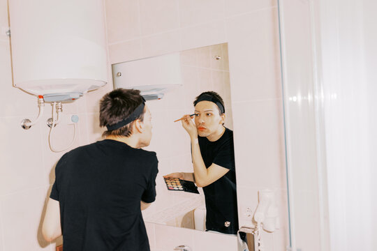 Story about Person with amazing makeup and blond  wig