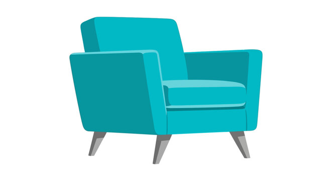 Modern teal armchair with sleek metal legs in a minimalist interior design setting from a side view