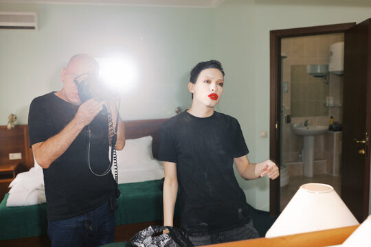 Story about Person with amazing makeup, ready for wearing the wig