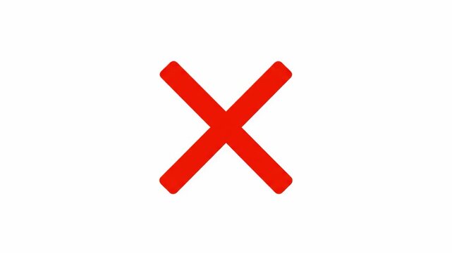 A striking red X mark against a white background. This symbol conveys negation, error, or cancellation, ideal for illustrating warnings or disapproval