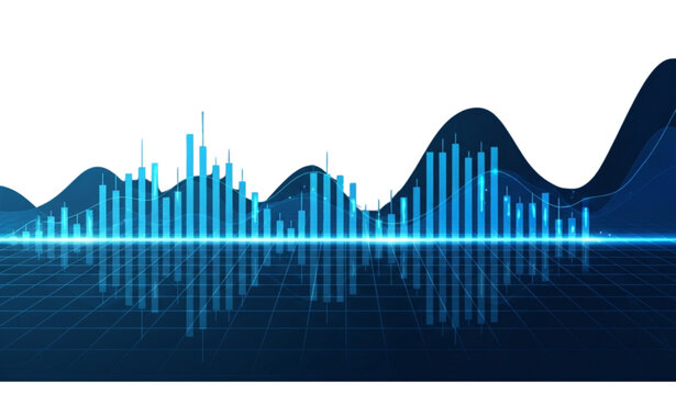 Modern Blue Candlestick Chart Wave &ndash; Digital Stock Market Data Visualization Background