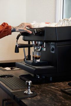 Professional Barista Workspace with Espresso Machine