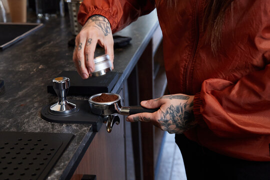 Professional Barista Workspace with Espresso Machine