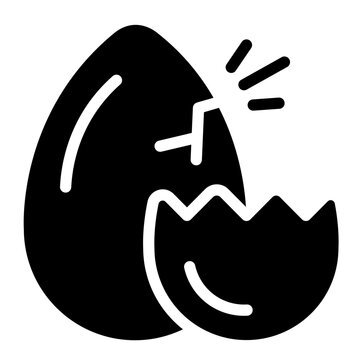 hatch glyph icon. egg cracking shell. chick birth. poultry farming