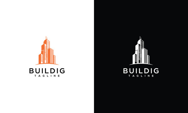 Modern Skyscraper Building Logo Design for Real Estate Architecture and Construction Business.