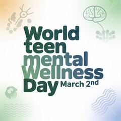 Fototapeta premium World Teen Mental Wellness Day Awareness Illustration on March 2nd