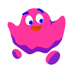 Obraz premium Cute pink ghost character with a whimsical expression in a textured doodle style