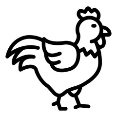 rooster outline icon. male chicken bird. farm livestock. poultry breeding © andinur