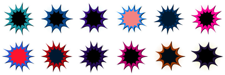 Comic Book Style Explosion Speech Bubbles for Retro Pop Art Graphic Design © SimpleDesignStudio