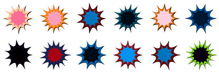 Comic Book Explosion Speech Bubbles Set for Retro Pop Art Graphic Design © SimpleDesignStudio