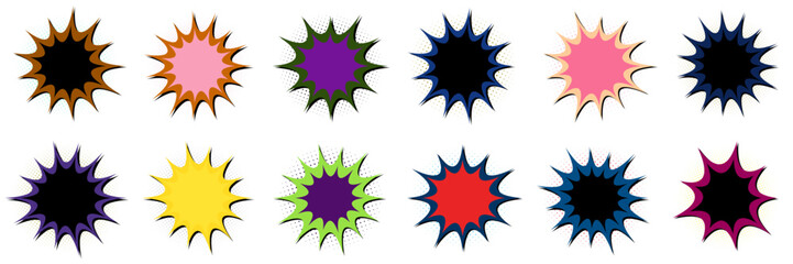 Retro Comic Book Explosion Bubbles for Superhero Party Invitations and Graphic Design © SimpleDesignStudio