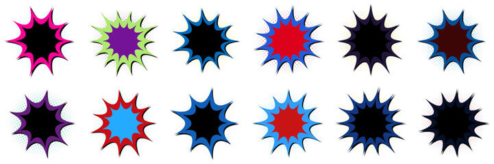 Retro Comic Book Speech Bubbles and Explosion Starburst Elements for Pop Art Design © SimpleDesignStudio