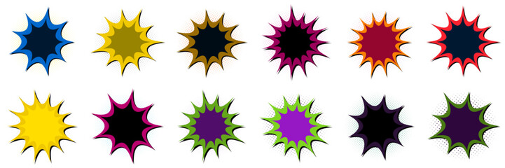 Retro Comic Book Explosion Bubbles for Superhero Themed Birthday Party Graphics © SimpleDesignStudio