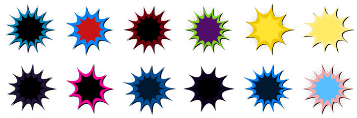 Colorful Pop Art Superhero Speech Bubbles and Explosion Shapes for Sales Promotion © SimpleDesignStudio