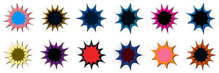 Retro Comic Book Explosion Bubbles for Superhero Themed Birthday Party Invitations © SimpleDesignStudio