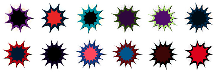 Retro Pop Art Comic Book Explosion Stickers for Digital Scrapbooking and Social Media Marketing © SimpleDesignStudio