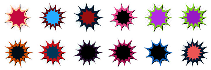 Retro Comic Book Explosion Bubbles for Superhero Themed Birthday Party Graphics © SimpleDesignStudio