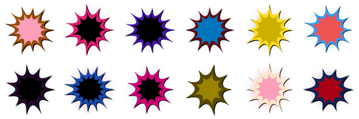 Retro Comic Book Explosion Bubbles for Superhero Graphic Design and Pop Art Posters © SimpleDesignStudio