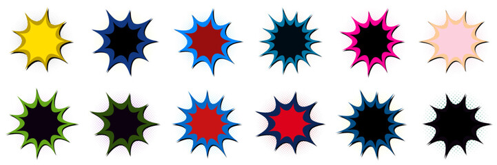 Comic Book Explosion Bubbles for Superhero Graphic Novels and Pop Art Design © SimpleDesignStudio