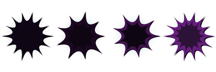 Purple Comic Book Explosion Bubbles for Superhero Graphic Design and Manga Art © SimpleDesignStudio