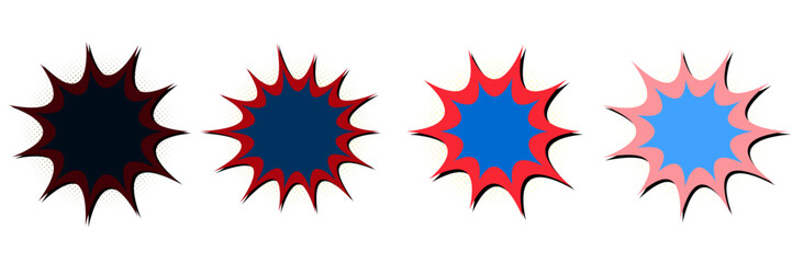 Set of vintage pop art starburst explosion icons for comic book sound effects and retro graphic design © SimpleDesignStudio