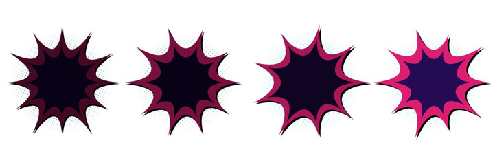 Set of Cyberpunk Synthwave Comic Action Burst Shapes and Retro Pop Art Explosion Elements © SimpleDesignStudio