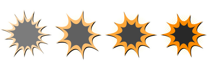 Set of four vintage comic book action burst frames for retro pop art design © SimpleDesignStudio