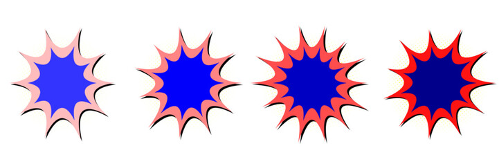 Comic Book Explosion Speech Bubbles, Retro Pop Art Action Elements, Superhero Sound Effect Graphics © SimpleDesignStudio