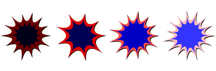 Retro Comic Book Action Burst Stickers for Vintage Superhero Graphic Design Elements © SimpleDesignStudio