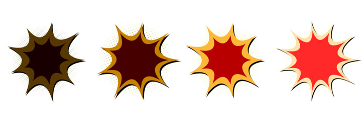 Set of four vintage comic book explosion bubbles for retro pop art sound effects and stickers © SimpleDesignStudio