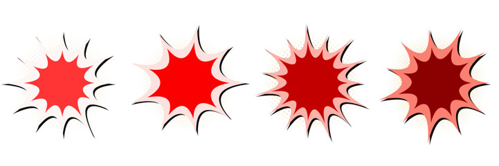 Red Comic Book Explosion Bubbles for Superhero Action Scenes and Manga Art © SimpleDesignStudio