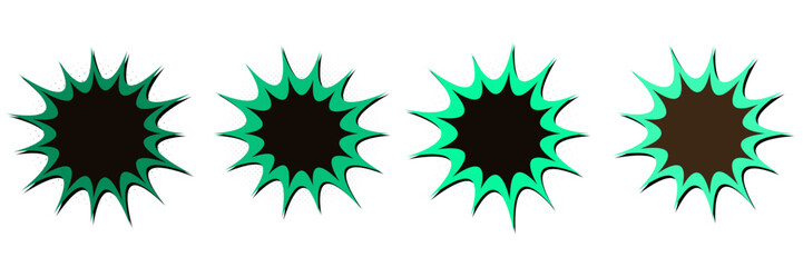 Set of Green Comic Book Explosion Speech Bubbles for Retro Pop Art Design © SimpleDesignStudio