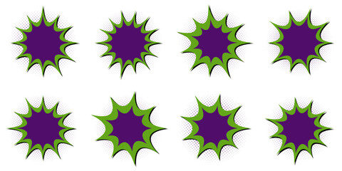 Set of Toxic Green and Purple Comic Book Speech Bubbles for Superhero Villain Graphics © SimpleDesignStudio