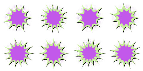 Purple Comic Book Speech Bubbles, Retro Pop Art Explosion Stickers © SimpleDesignStudio