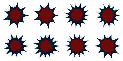Set of vintage pop art comic book explosion stickers for retro marketing and sales promotion © SimpleDesignStudio