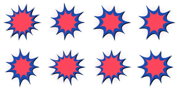 Retro Comic Book Explosion Bubbles for Superhero Party Invitations and Pop Art Design