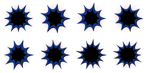 Blue Comic Book Explosion Bubbles for Superhero Themed Birthday Party Graphics © SimpleDesignStudio