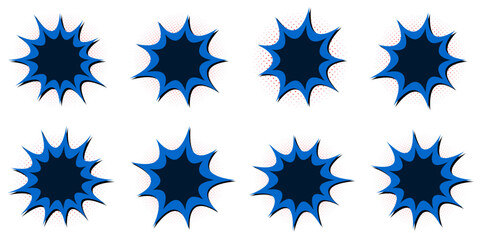 Blue Comic Book Speech Bubbles for Superhero Themed Birthday Party Graphics © SimpleDesignStudio