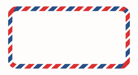 Retro Air Mail Border with Diagonal Red and Blue Stripes and Rounded Corners