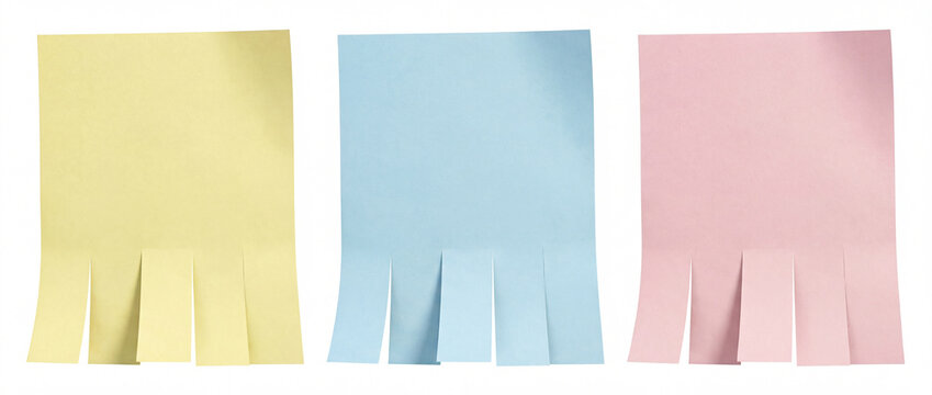 colored blank tear-off flyers for advertisement on a white background
