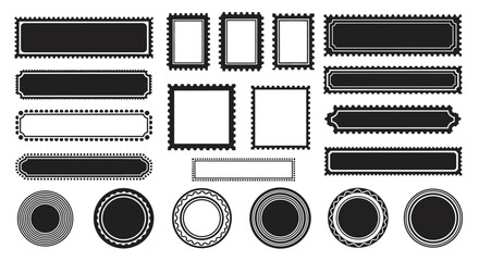 Collection of Retro Stamp and Badge Designs in Silhouette Style