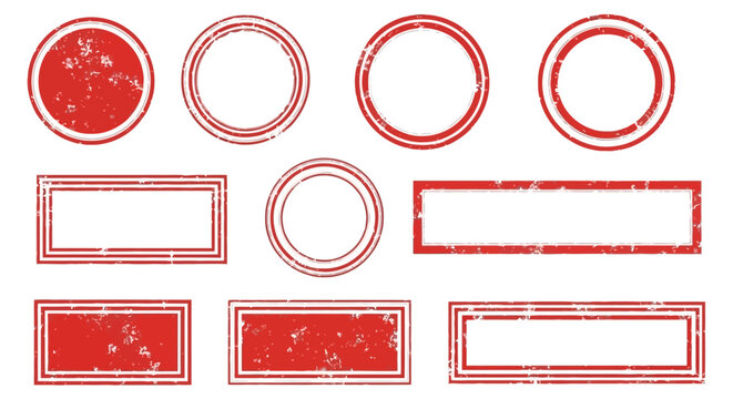 Collection of Grunge Red Stamps and Seals for Documents and Certificates