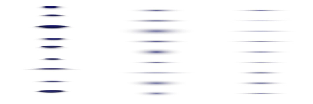 Collection of minimalist dark blue horizontal line separators with soft drop shadow effects